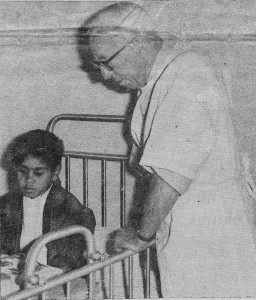 Dr. John McKee, with boy in Hospital, Bega. NSW, 1966